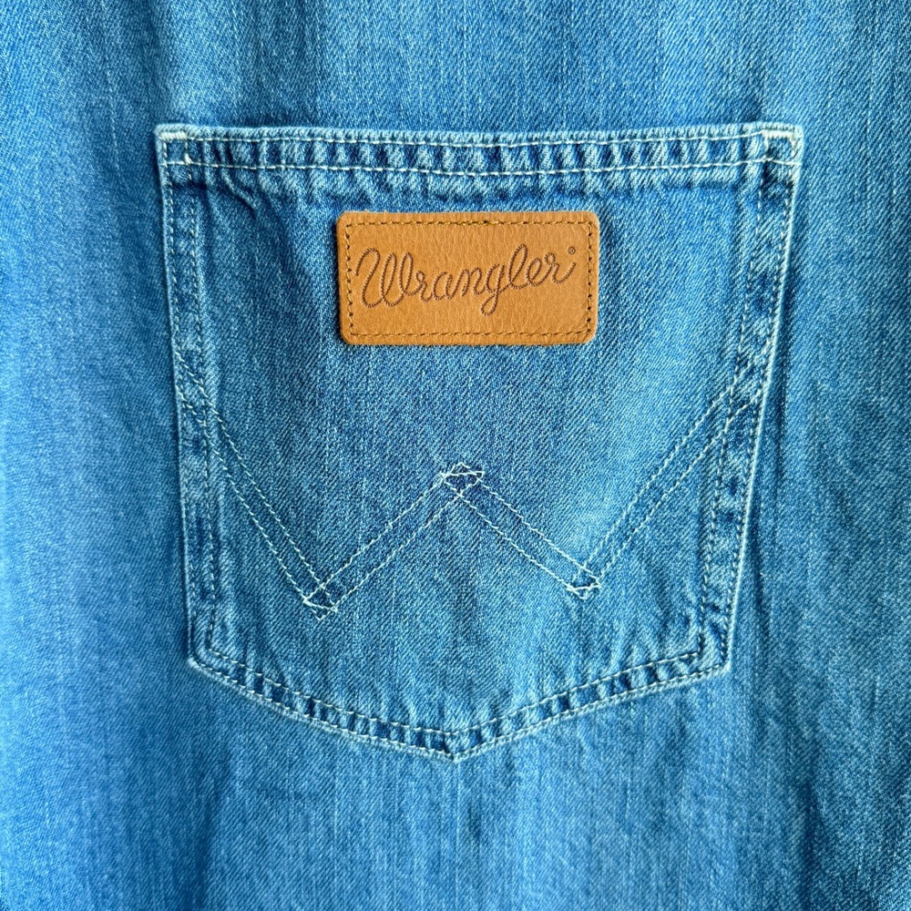 Wrangler Denim Flare Overalls XL Unfinished Hem Country Cowgirl Festival Boho - Picture 10 of 16